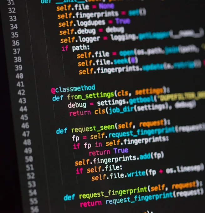 Code on a screen during the development of custom software